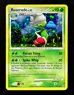 2007 Pokemon ROSERADE Diamond Pearl HOLO RARE Base Set Card 13/130 PERFECT SWIRL - Image 3