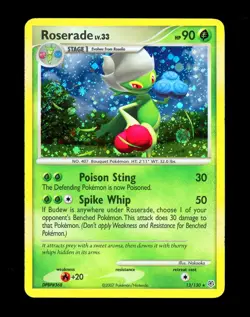 2007 Pokemon ROSERADE Diamond Pearl HOLO RARE Base Set Card 13/130 PERFECT SWIRL - Image 4