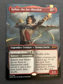 MTG [BORDERLESS] Kellan, the Fae-Blooded {Wilds of Eldraine} - NM - Image 1