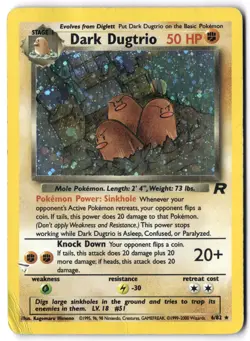 Pokemon Card - Dark Dugtrio 6/82 Unlimited Holo Rare - Team Rocket - DMG Corner - Image 1