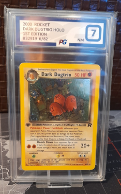 Pokemon Card Dark Dugtrio 1st Edition Team Rocket Holo Rare 6/82 PG 7 NM WOTC - Image 1