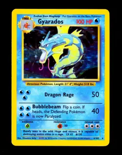 1999 Pokemon GYARADOS Base Set HOLO RARE Unlimited Edition Card 6/102 WotC NM - Image 1