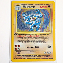 Pokemon TCG Machamp 8/102 Base Set Holo Rare 1st Edition EN 1999 Card - Image 1