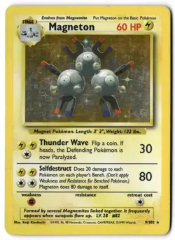 Pokemon Card - Magneton 9/102 Holo Rare - Base Set Unlimited - MP - Image 1