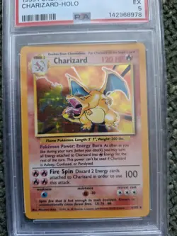 Pokemon TCG Base Set Charizard Holo Rare Card 4/102 PSA 5 - Image 1