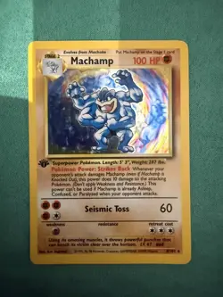 Pokemon TCG Machamp Holo 1st Edition Base Set 8/102 Rare Card LP - Image 1