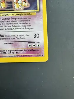 Pokemon Alakazam Holo – Base Set Unlimited 1/102 – WOTC Vintage – Light Play - Image 5