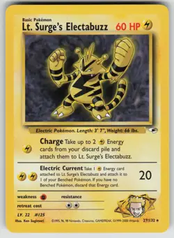 Lt. Surge's Electabuzz 27/132 Rare Gym Heroes Pokemon Unlimited Near Mint - Image 1