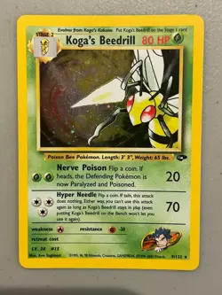 Koga's Beedrill – Pokemon Gym Challenge - 9/132 – WOTC Unlimited -Holo rare – LP - Image 1