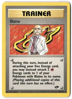 Pokemon Card - Blaine 100/132 Unlimited Non Holo Rare - Gym Challenge - LP - Image 1