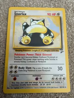 Pokemon Snorlax 30/130 Base Set 2 WOTC 2000 Ungraded English Rare - Image 1