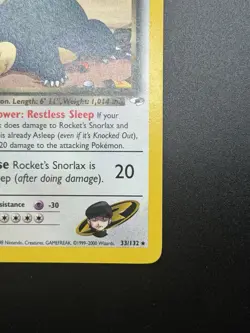 Pokemon TCG Rocket's Snorlax 033/132 Gym Heroes Rare Regular English LP - Image 5