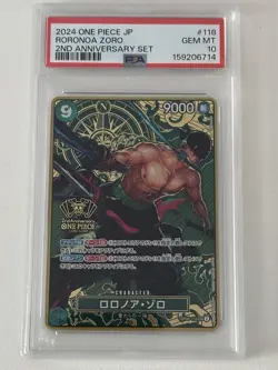 Roronoa Zoro One Piece 2024 2nd Anniversary Promo Japanese OP06-118 PSA 10 - Image 1