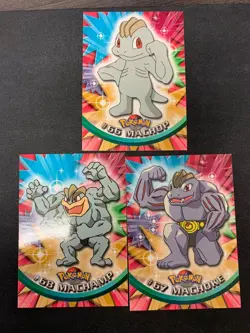 Pokemon TOPPS TV Animation Edition Machop #66/Machoke #67/Machamp #68 - Blue - Image 1