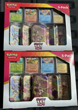 Pokemon TCG Lot of (2) Scarlet And Violet 151 Mini Tins 5 Pack Costco Bundle - Image 1