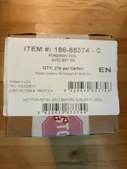 Obsidian Flames Sealed Booster Box Case - Pokemon TCG SV03 - Image 1