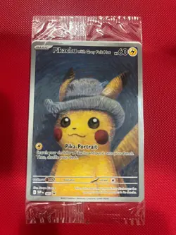 Pokemon Pikachu with Grey Felt Hat SVP 085 Van Gogh Promo Factory Sealed - Image 3