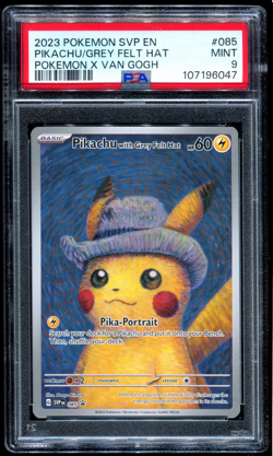 PSA 9 Pikachu with Grey Felt Hat 085 Promo Pokemon Card TCG Van Gogh 2023 MINT - Image 1