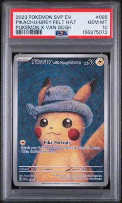 2023 POKEMON SVP EN-SV BLACK STAR PROMO #085 PIKACHU WITH GREY FELT HAT PSA 10 - Image 1