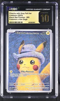 2023 POKEMON VAN GOGH PROMO #085 PIKACHU WITH GREY FELT HAT CGC 10 PRISTINE - Image 1
