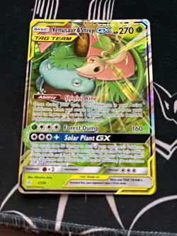 The Pokemon Company Venusaur & Snivy GX 1/236 SM-Cosmic Eclipse TAG TEAM Holo - Image 1