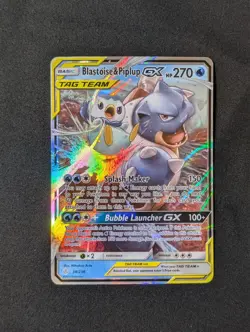 Pokemon Blastoise & Piplup Tag Team GX 38/236 Sm-Cosmic Eclipse Holo - Image 3