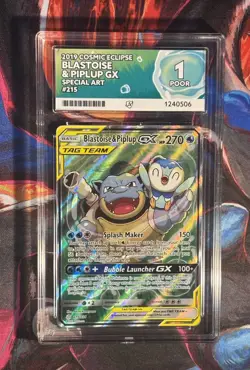 Pokemon TCG Blastoise & Piplup GX Tag Team 215/236 Cosmic Eclipse 2019 SA Ace 1 - Image 1