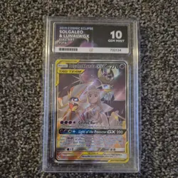 Pokemon Solgaleo & Lunala GX Full Art Card 216/236 Sun Moon Cosmic Eclipse - Image 1
