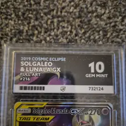 Pokemon Solgaleo & Lunala GX Full Art Card 216/236 Sun Moon Cosmic Eclipse - Image 2