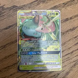 2019 Pokemon Cosmic Eclipse Tag Team Venusaur and Snivy GX 1/236 Ultra Rare LP - Image 2