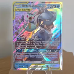 Pokemon TCG Blastoise & Piplup GX 38/236 Cosmic Eclipse TAG TEAM Holo UR - Image 1