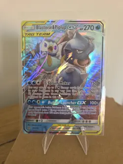 Pokemon TCG Blastoise & Piplup GX 38/236 Cosmic Eclipse TAG TEAM Holo UR - Image 3