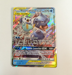 Pokemon TCG Blastoise & Piplup GX 38/236 SM Cosmic Eclipse Ultra Rare Holo - Image 1