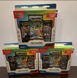 Pokemon First Partner Illustration Collection Series 3 Lot 3 Boxes + 3 Promos - Image 1