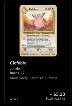 Pokemon TCG Clefable Rare Holo Jungle Unlimited 17/64 ENG 1999 (MP-HP) - Image 3