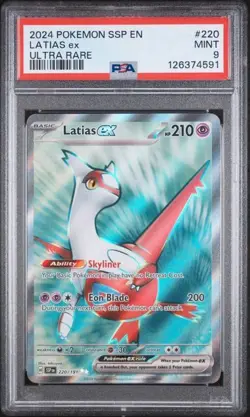 2024 POKEMON SSP EN-SURGING SPARKS ULTRA RARE #220 LATIAS EX PSA 9 - Image 1