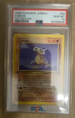 1999 Pokemon Jungle Cubone 1st Edition PSA 10 Gem Mint - Image 1