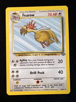 Pokemon TCG Fearow Card Jungle 36/64 Unlimited Uncommon WOTC 1999 NM - Image 1