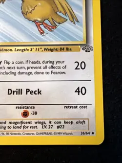 Pokemon TCG Fearow Card Jungle 36/64 Unlimited Uncommon WOTC 1999 NM - Image 4