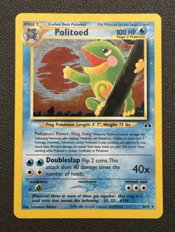 Pokemon TCG Politoed 8/75 Neo Discovery Holo Rare English Unlimited 100 HP - Image 1