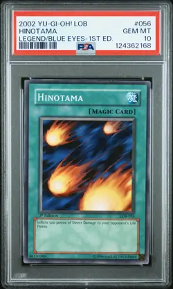 2002 YU-GI-OH! LOB-LEGEND OF BLUE EYES WHITE DRAGON 1ST ED #056 HINOTAMA PSA 10 - Image 1