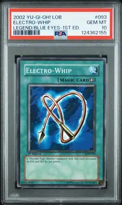 2002 YU-GI-OH! LOB-LEGEND OF BLUE EYES WHITE DRAGON 1ST ED ELECTRO-WHIP PSA 10 - Image 1
