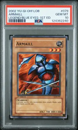 2002 YU-GI-OH! LOB-LEGEND OF BLUE EYES WHITE DRAGON 1ST ED #079 ARMAILL PSA 10 - Image 1