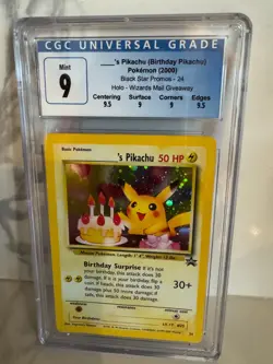 Pikachu Birthday CGC Universal 9 Pokemon 2000 Black Star Promos 24 HOLO - Image 1