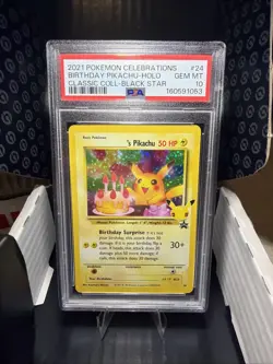 Birthday Pikachu PSA 10 24 Holo Black Star Celebrations Promo Pokemon Card - Image 1