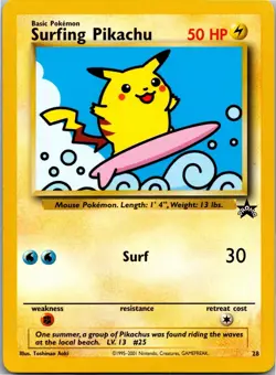 Surfing Pikachu 28 Promo Wizards Black Star Promos Pokemon Near Mint - Image 1