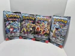 Pokemon TCG Game Sealed Authentic Stellar Crown Booster Pack Artwork Set Of 4 - Image 2