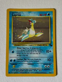 Lapras Holo Rare Fossil 10/62 80HP Unlimited WOTC 1999 Vintage Pokemon TCG MP - Image 1