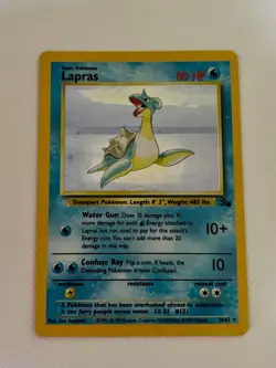 Lapras Holo Rare Fossil 10/62 80HP Unlimited WOTC 1999 Vintage Pokemon TCG MP - Image 2