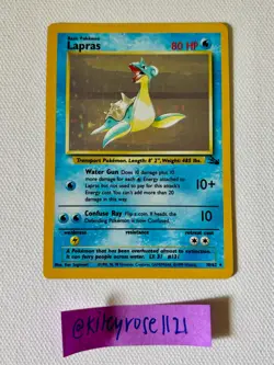 Lapras Holo Rare Fossil 10/62 80HP Unlimited WOTC 1999 Vintage Pokemon TCG MP - Image 5